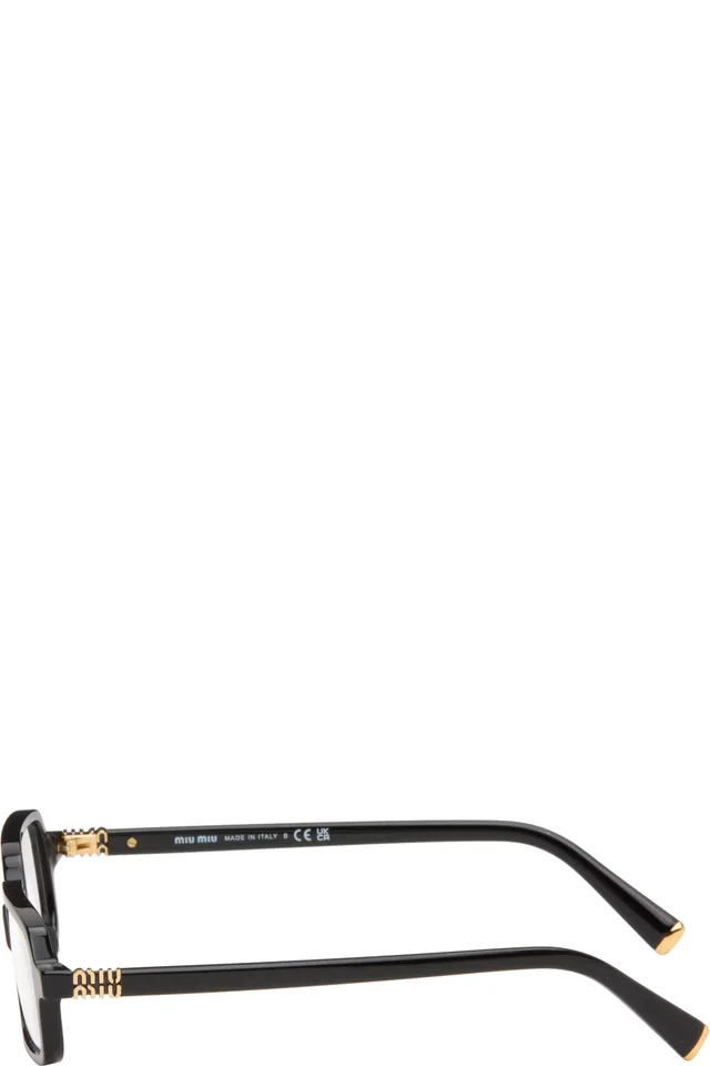 Miu Miu Eyewear Black Rectangle Glasses, photo 3 of 4 from SSENSE