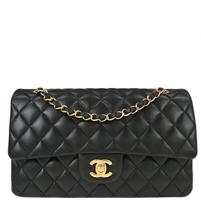 Chanel 2014-2015 Black Lambskin Medium Classic Double Flap Shoulder Bag in Black Lambskin from AMORE Vintage Tokyo