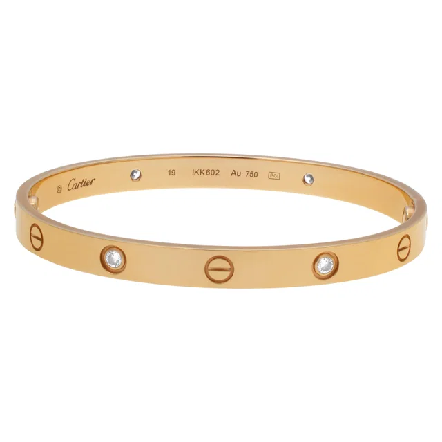Cartier Love Bracelet in 18k with 4 diamonds in Yellow Gold from Gray And Sons