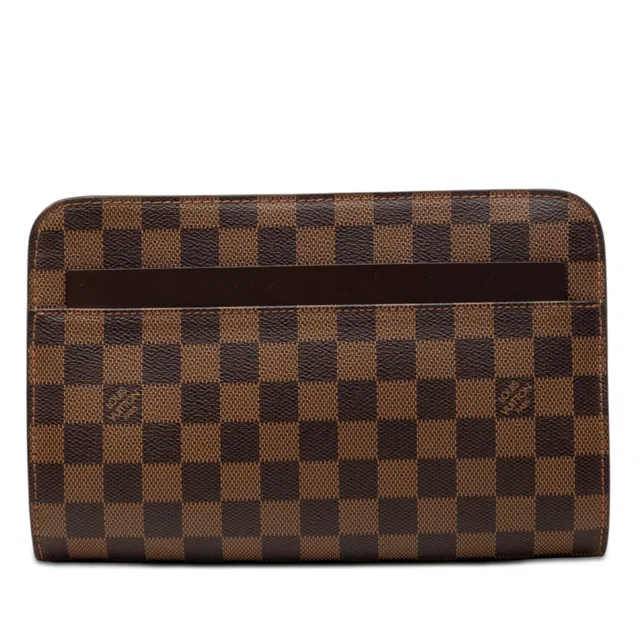 Brown Louis Vuitton Damier Ebene Saint Louis Pochette Clutch Bag in Brown Canvas from Designer Revival