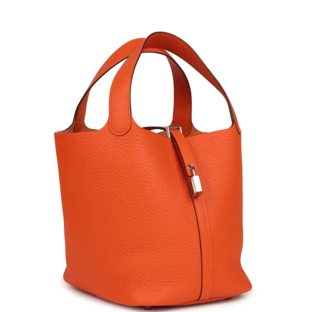 Hermès Picotin Lock 22 Tangerine Clemence Palladium Hardware in Clemence leather from Madison Avenue Couture, photo 2 of 8