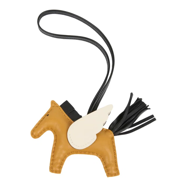 Hermès Pegase Rodeo Bag Charm PM Sesame, Black and Nata Milo Lambskin in Black Lambskin from Madison Avenue Couture