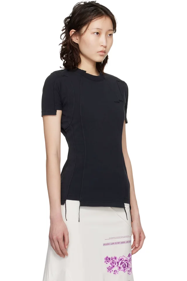 VETEMENTS Black Cut-Up Baby T-shirt, photo 2 of 4 from SSENSE