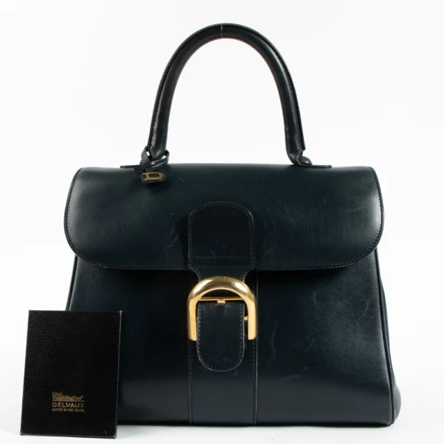 Delvaux 1970s Blue Box Calf Brillant MM Bag in Blue Box leather from Labellov, photo 2 of 9