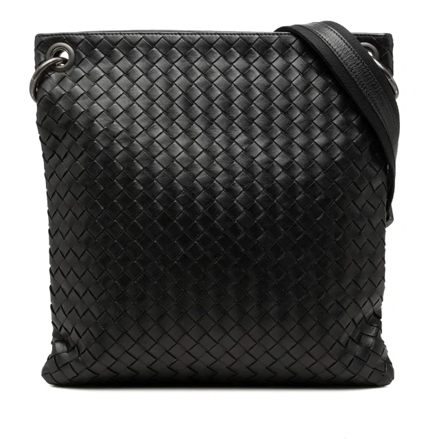 Black Bottega Veneta Nappa Intrecciato VN Crossbody in Black Nappa leather from Designer Revival