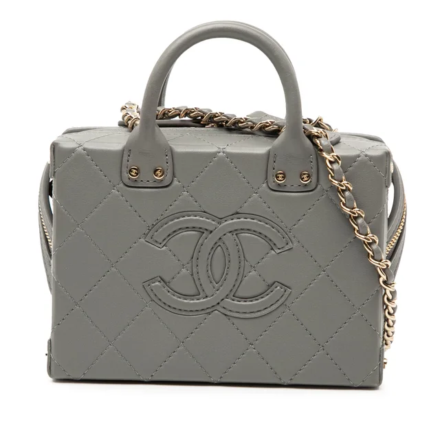 Gray Chanel Small CC Quilted Calfskin Top Handle Convertible Vanity Case Satchel in Grey Calfskin from Designer Revival, photo 1 of 1