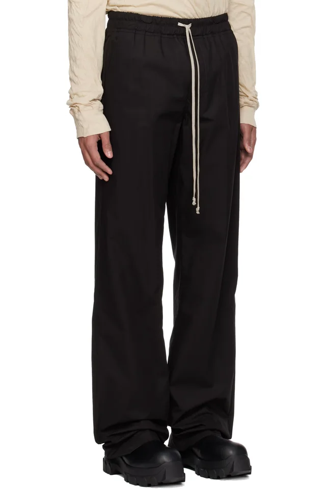 Rick Owens Black Temple Dietrich Drawstring Trousers, photo 2 of 4 from SSENSE