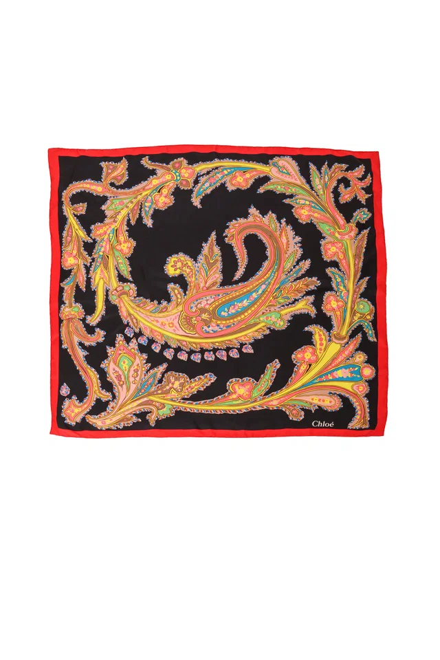 Chloé Dark Pastel Paisley Scarf in Silk from Recess LA