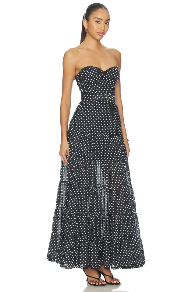 Charo Ruiz Ibiza Jimena Long Dress in Black Dots, photo 2 of 4 from REVOLVE (Canada)