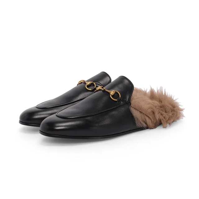 Gucci 2015 Re-Edition Princetown Slippers 41 in Black Wool from Blue Spinach