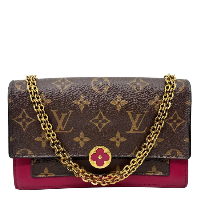 Louis Vuitton Flore Monogram Canvas Chain Wallet Fuchsia in Pink Coated canvas from Dallas Designer Handbags