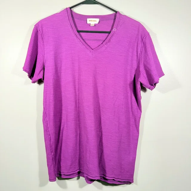 Diesel Womens T Shirt V Neck Short Sleeve Purple Casual Top Size L in purple from Poshmark