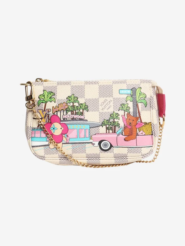 Louis Vuitton Cream 2021 Damier Azure Hollywood coin purse in White Coated canvas from Sign of the Times