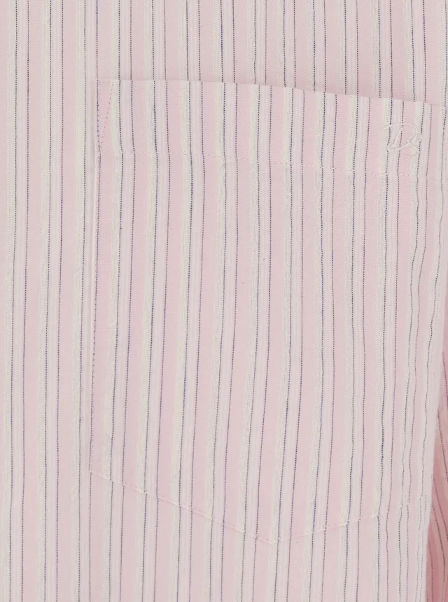 DUNST Pink Shirt with button-down collar and all-over striped motif in cotton blend for women in Pink 75% Cotton 25% Polyester, photo 5 of 6 from Gaudenzi Boutique