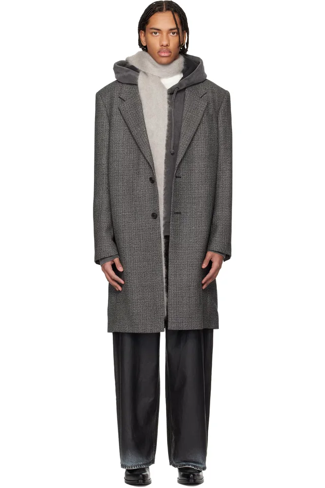 Gray Single-Breasted Wool Coat, image 1 of 1 from SSENSE