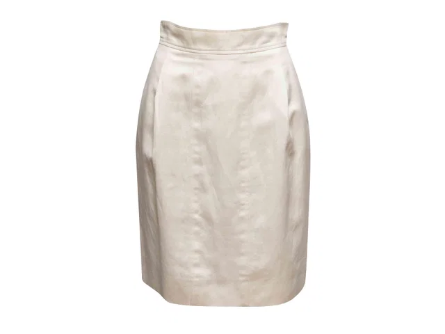 Vintage Cream Chanel Boutique Knee-Length Pencil Skirt Size FR 40 in White from Designer Revival