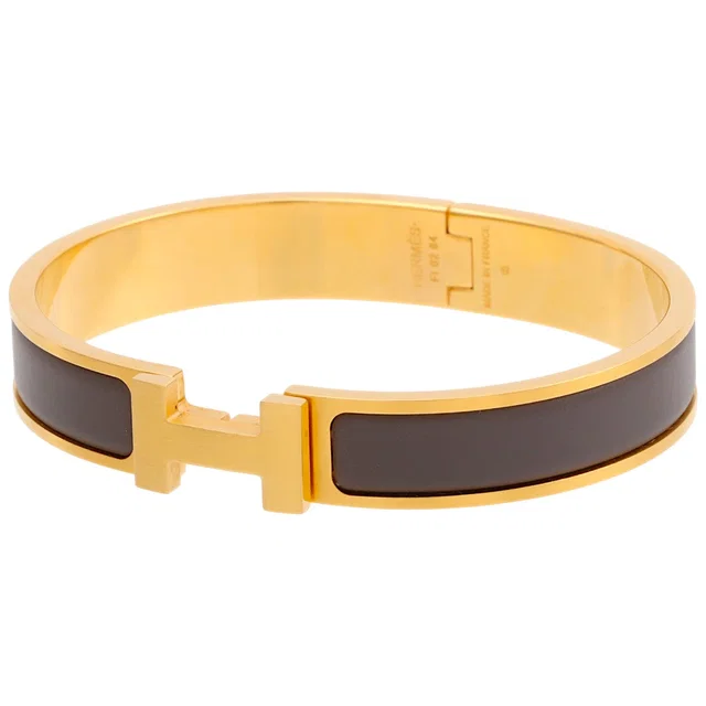 Hermès Clic Clac GM Gold/Brown in Brown from VINTAGE QOO TOKYO
