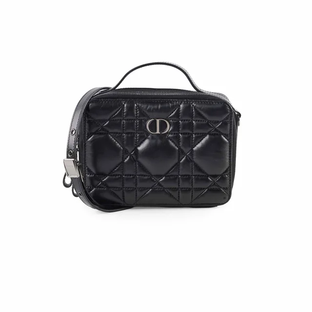 Dior Caro Macrocannage Box Bag Black in Black Leather from The Purse Affair