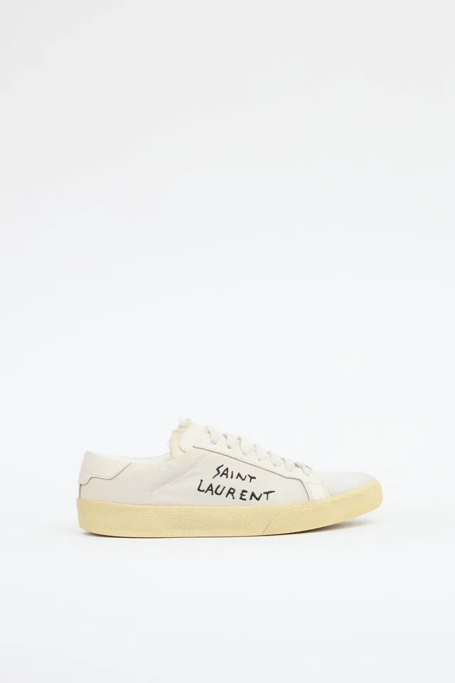 Saint Laurent Canvas Court Sneaker in Canvas from VSP Consignment