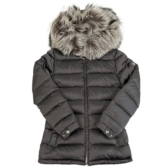 Prada Down Jacket Triangle Logo Nylon Gray L 40 in Grey Nylon from The Reluxe