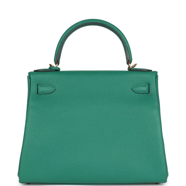 Hermès Kelly Retourne 28 Vert Vertigo Clemence Gold Hardware in Green Clemence leather from Madison Avenue Couture, photo 4 of 9