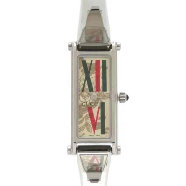 Gucci Floral Pattern SS Gold Silver Quartz Watch in Gold from The Reluxe