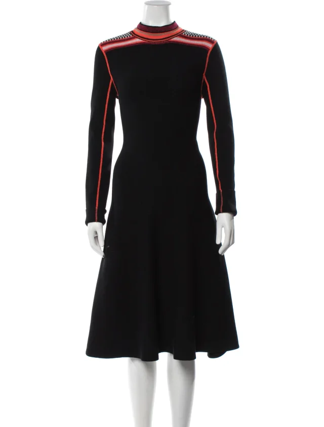 Proenza Schouler Tweed Pattern Midi Length Dress in black Tweed from The RealReal