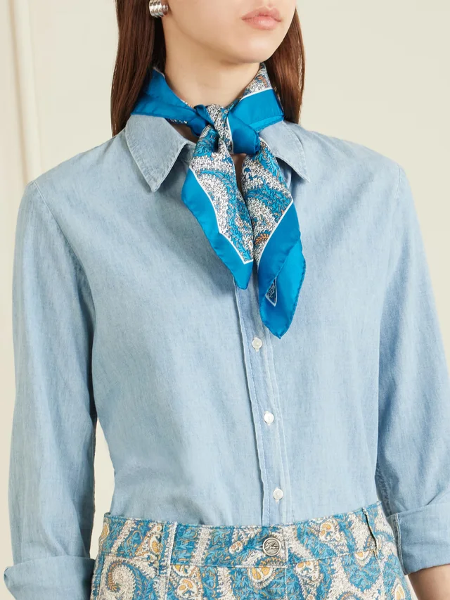 ETRO Turandot silk-twill scarf in Blue, photo 2 of 2 from NET-A-PORTER (Canada)