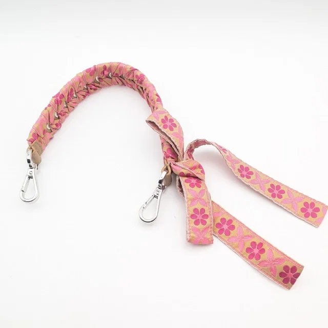 Fendi Shoulder Strap Yue Short Flower Ribbon Beige Pink Silver in Beige from The Reluxe