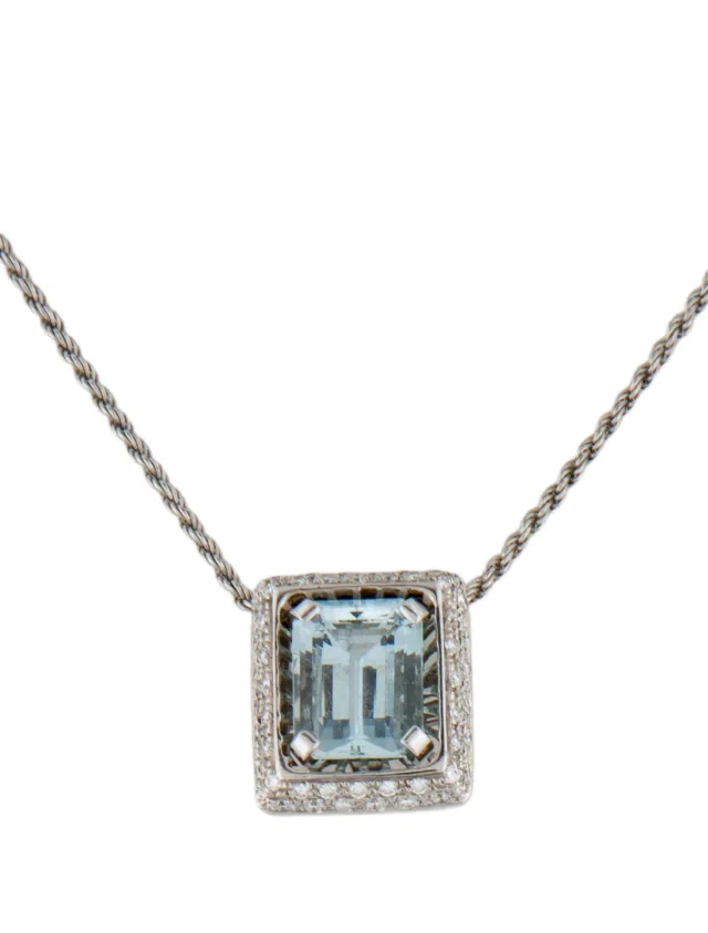 Damiani 18K 4.24ct Aquamarine & Diamond Pendant Necklace, 18.5" in multicolor from The RealReal