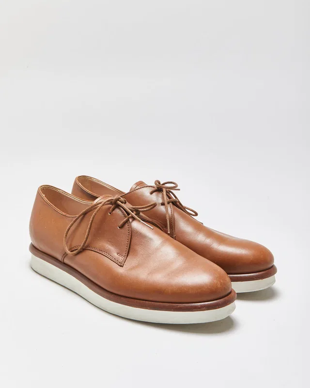 Tod's Tan Brown Leather Women's Comfort Sole Lace-Up Oxford Shoes - UK5 in Brown Leather from Rokit Vintage