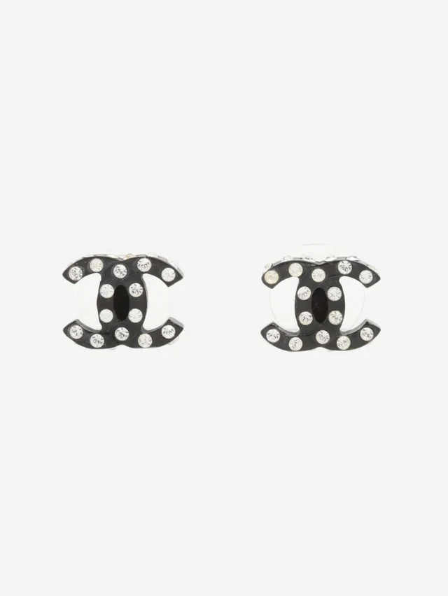 Chanel Black Coco Mark 04A rhinestone earrings in Black from Sign of the Times