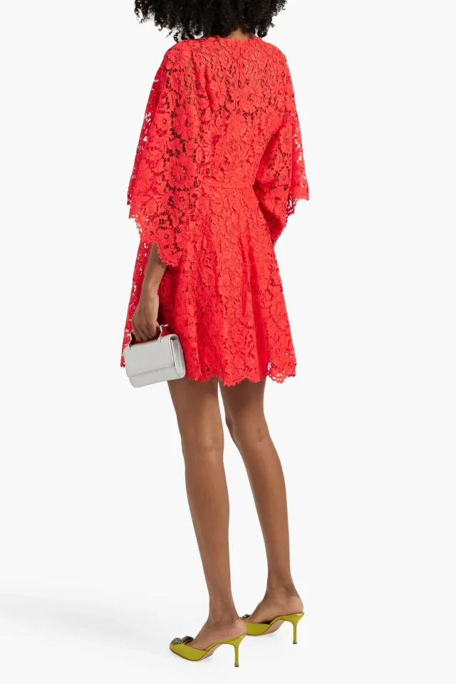 Valentino Garavani Corded Lace Mini Dress in Papaya, photo 3 of 4 from THE OUTNET