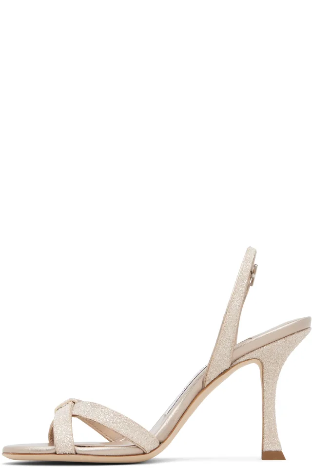 Jimmy Choo Rose Gold Elsy 90 Heeled Sandals, photo 3 of 5 from SSENSE