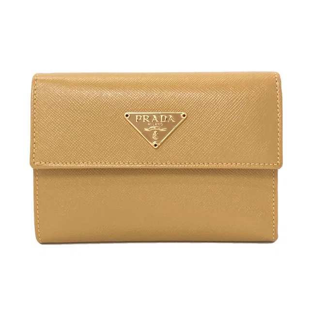 Prada Logo Trifold Wallet Leather in Leather from The Reluxe