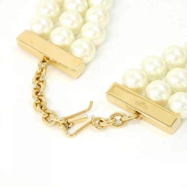 CELINE necklace in WHITE / GOLD metal fittings Length: 39-42cm Width: 3cm from KOMEHYO, photo 3 of 5