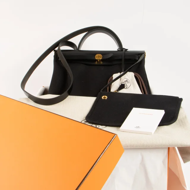 Hermès Herbag Zip 31 Black Toile Militaire/Hunter GHW in Black Canvas from Labellov, photo 2 of 8