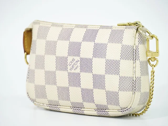 Louis Vuitton Mini Pochette Accessoires Damier Azur Handbag Pouch White Gray in White Coated canvas from The Reluxe, photo 2 of 2