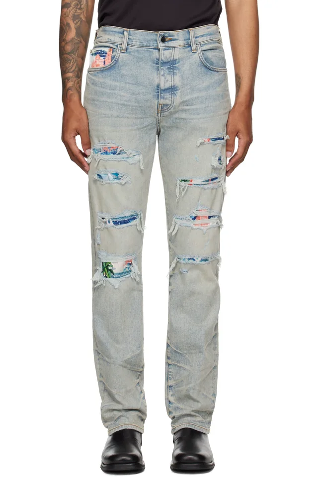 AMIRI Blue Thrasher Slim Jeans, image 1 of 1 from SSENSE