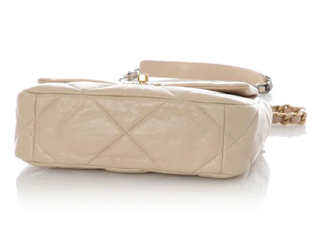 Chanel Small Beige Quilted Calfskin 19 Flap in Beige Calfskin from Ann's Fabulous Finds, photo 7 of 10