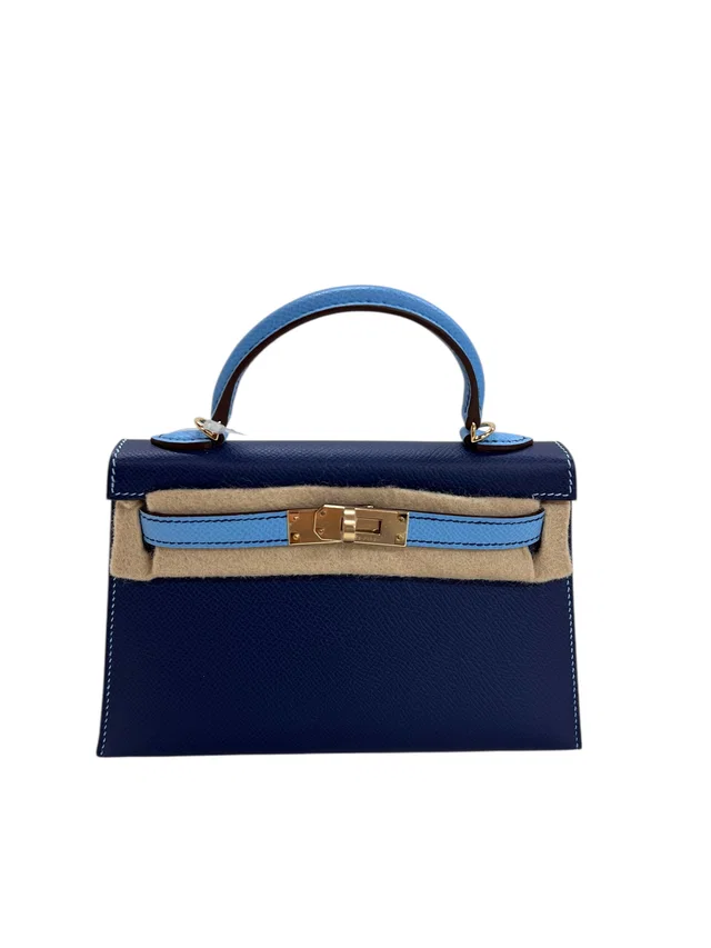 Hermès Kelly 20 HSS Blue Navy / Celeste Epsom PMBHW #K in Navy Epsom leather from Luxury Promise