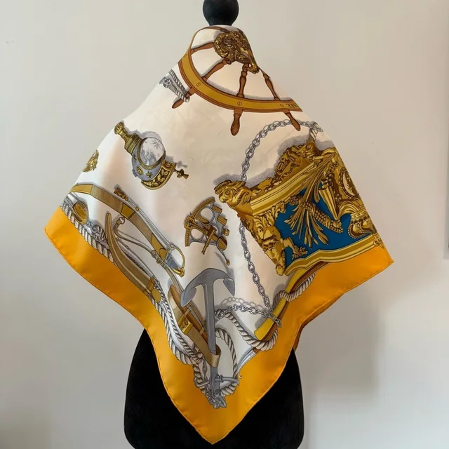 Hermès Herms Nautical Themed Silk Scarf in blue|gold Silk from Poshmark, photo 8 of 15