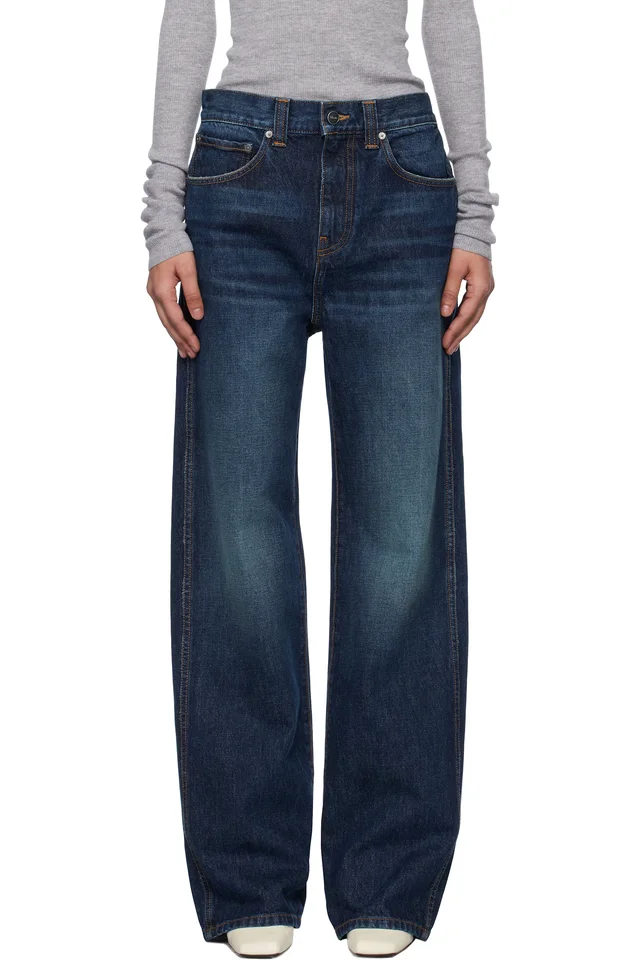 KHAITE Navy Bonnie Jeans, image 1 of 1 from SSENSE