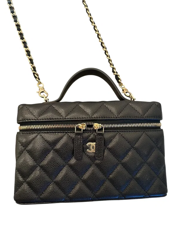 Chanel Black Caviar Top Handle Vanity Bag in Black Caviar leather from Luxury Promise