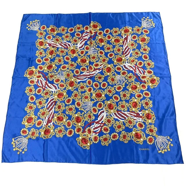 Chanel Super Large Silk Scarf Gem Pattern Multicolor in Multicolor Silk from The Reluxe