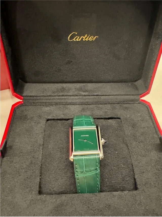 Cartier Tank Louis Watch W/ Green Dial And Strap in green Leather from Poshmark