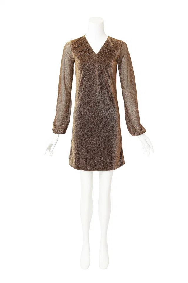 Gucci 2000 F/W Metallic Gathered Mini Dress in Nylon from Recess LA