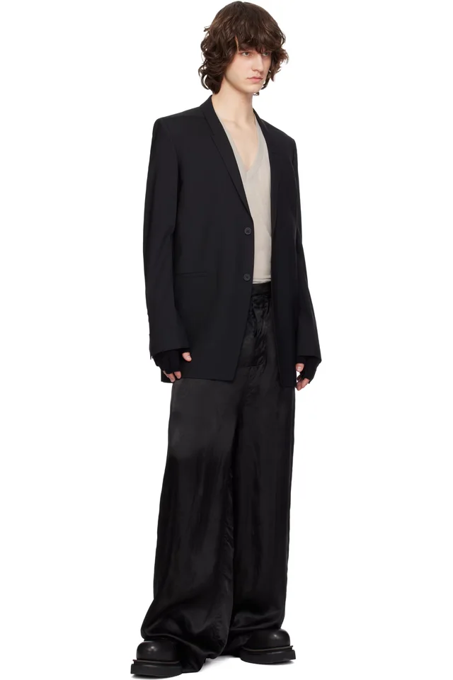 Rick Owens Black Temple Tailored Firbanks Trousers, photo 4 of 4 from SSENSE