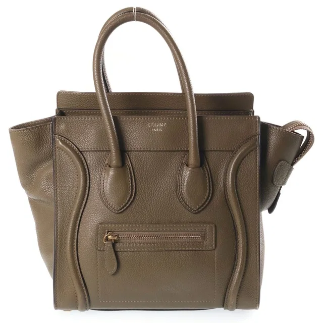 Celine Luggage Micro Handbag Olive Khaki Green Leather Gold in Green Leather from The Reluxe