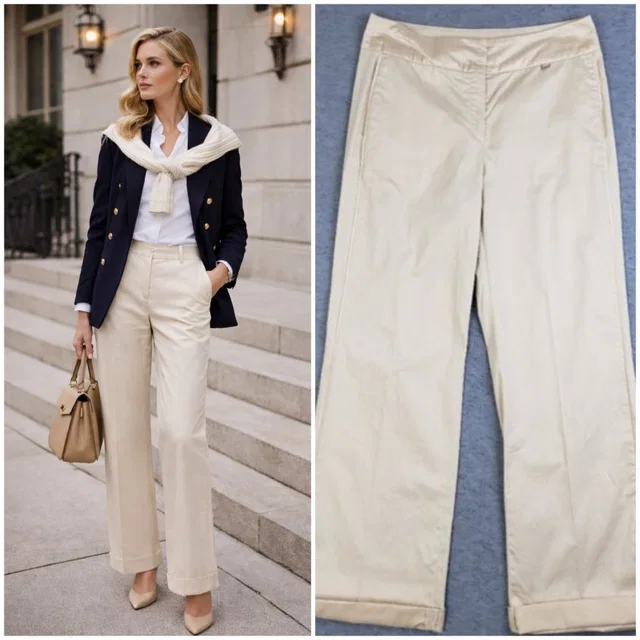 Escada Sport Pants Trousers Ivory Size 38 Pockets Silky Cotton Blend Stretch in White from Poshmark
